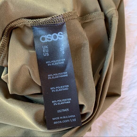 ASOS olive army green tan cold shoulder sleeve top size 0 - Picture 11 of 14